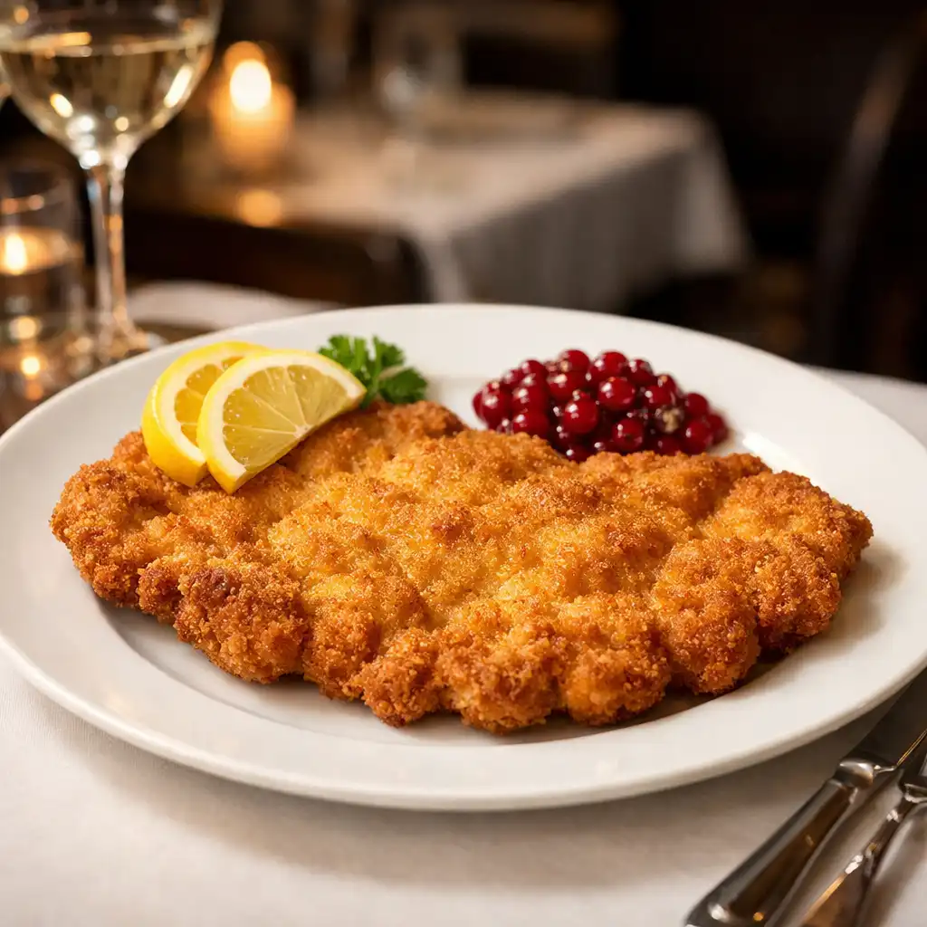 Wiener Schnitzel vom Kalb mit Preiselbeeren